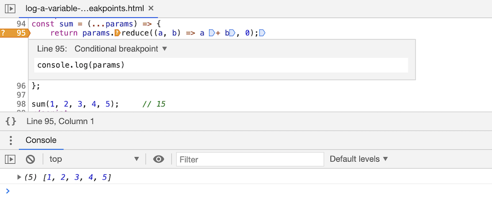 Log with conditional breakpoints